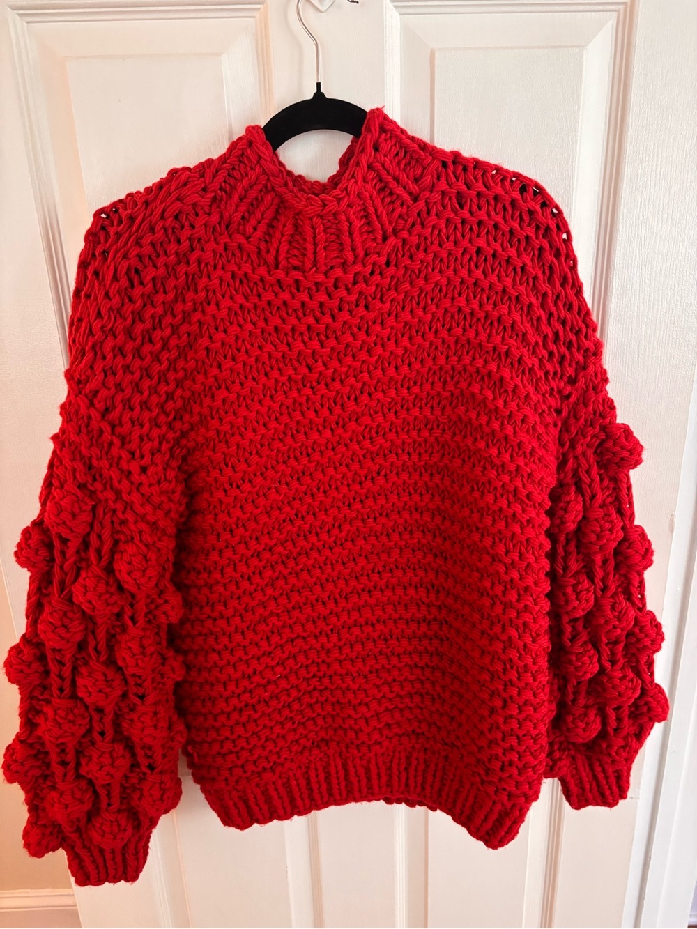 Goodnight Macaroon Bold Red Bubble-Sleeve Cowl Sweater